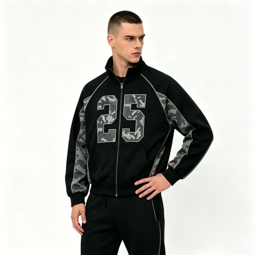Camo 25 Graphic Full-Zip Hoodies | Reflective Stitching | Cotton Blend | Casual Streetwear | OEM Streetwear