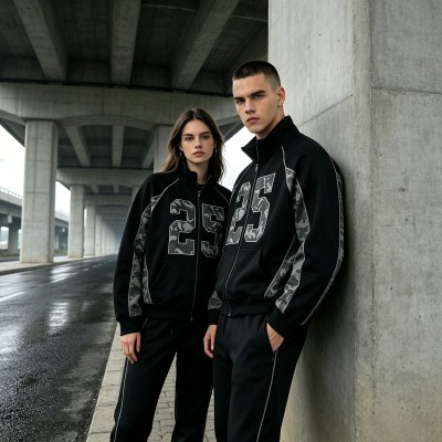 Camo 25 Graphic Full-Zip Hoodies | Reflective Stitching | Cotton Blend | Casual Streetwear | OEM Streetwear