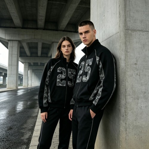 Camo 25 Graphic Full-Zip Hoodies | Reflective Stitching | Cotton Blend | Casual Streetwear | OEM Streetwear