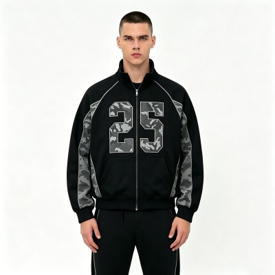 Camo 25 Graphic Full-Zip Hoodies | Reflective Stitching | Cotton Blend | Casual Streetwear | OEM Streetwear