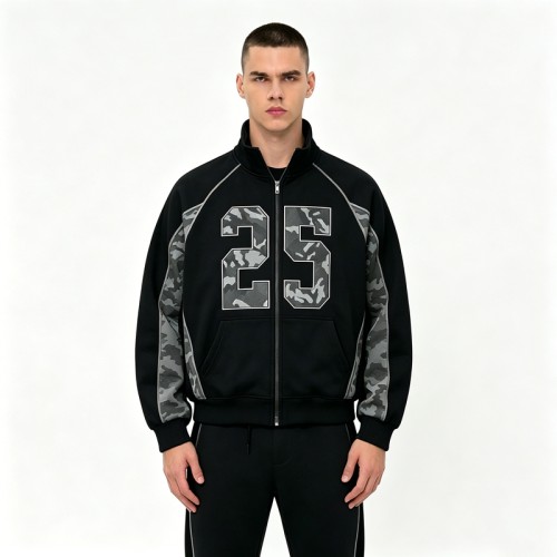 Camo 25 Graphic Full-Zip Hoodies | Reflective Stitching | Cotton Blend | Casual Streetwear | OEM Streetwear