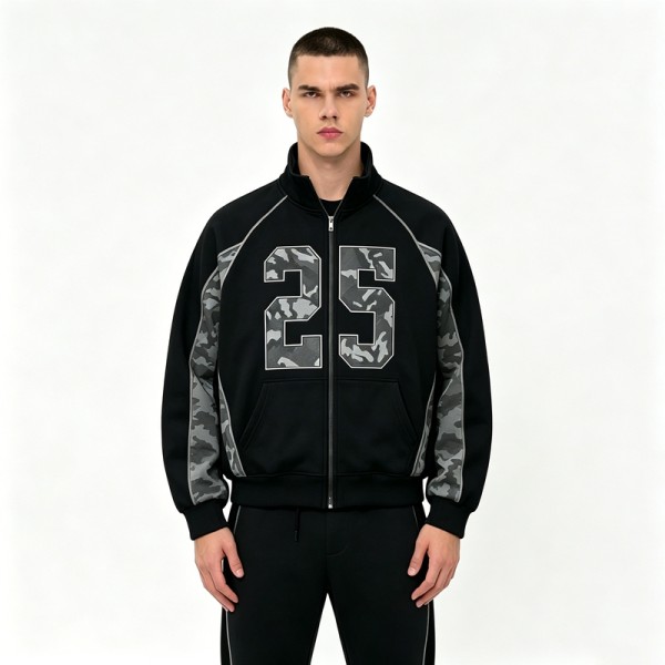 Camo 25 Graphic Full-Zip Hoodies | Reflective Stitching | Cotton Blend | Casual Streetwear | OEM Streetwear