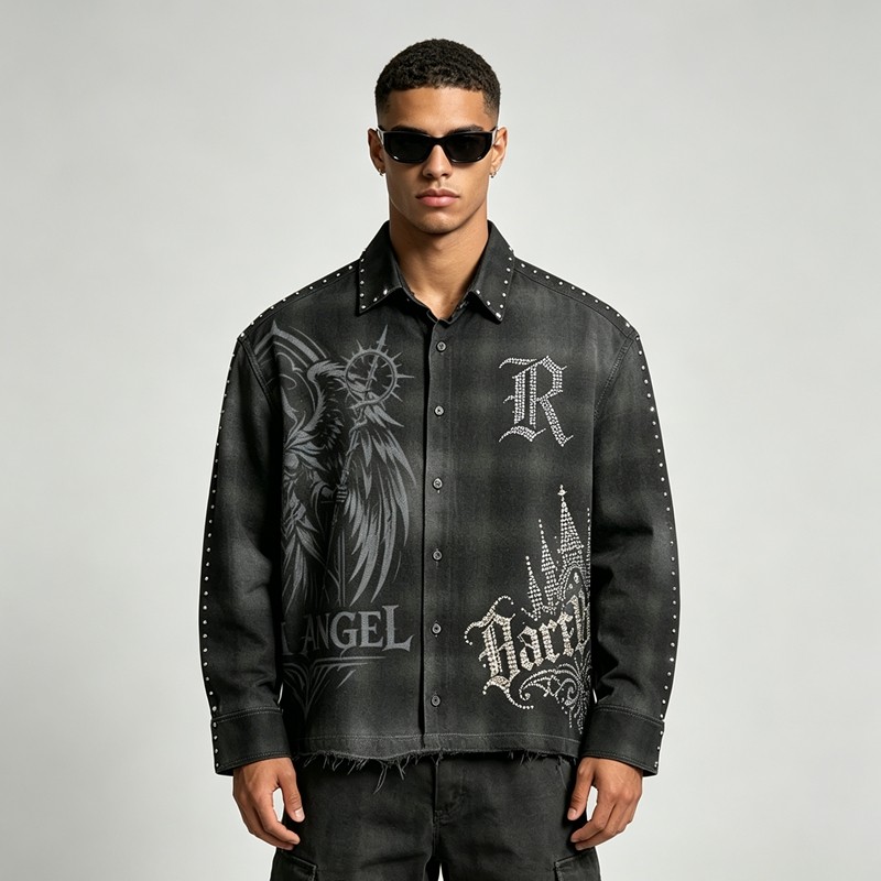 Spray Dye Rhinestone DTG Print Shirt