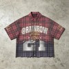 Washed DTG Print Plaid Shirt | Distressed Frayed Hem | Street Daily Casual Outfit | Clothing Manufacturer