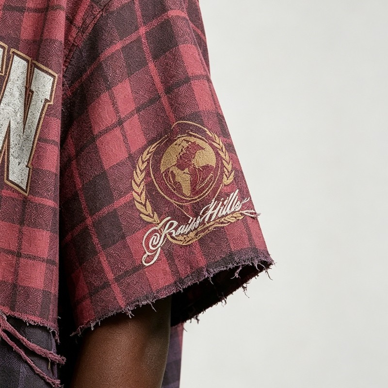 Washed DTG Print Plaid Shirt