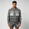 Rhinestone Embroidered Plaid Button Up Shirt | Cotton Blend Plaid Fabric | Hip Hop Street Daily Wear | Custom Streetwear Manufacturer