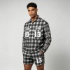 Rhinestone Embroidered Plaid Button Up Shirt | Cotton Blend Plaid Fabric | Hip Hop Street Daily Wear | Custom Streetwear Manufacturer
