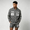 Rhinestone Embroidered Plaid Button Up Shirt | Cotton Blend Plaid Fabric | Hip Hop Street Daily Wear | Custom Streetwear Manufacturer