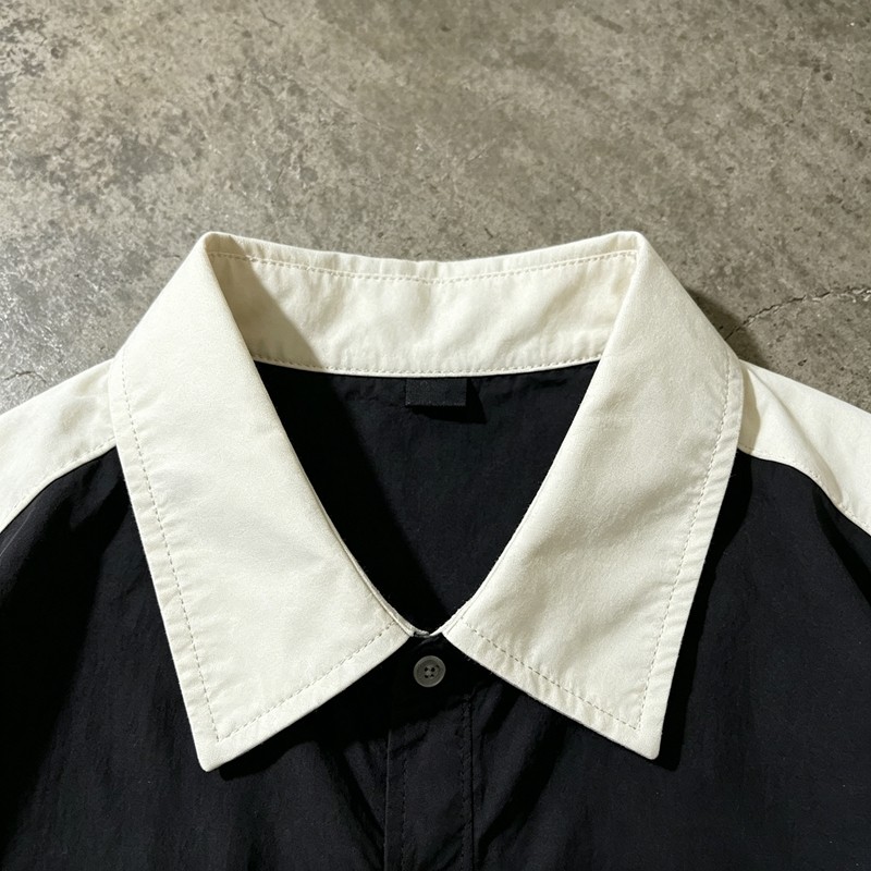 Screen Print Color Block Button Up Shirt