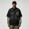 Distressed Wash Rhinestone Embroidered Fake Two-Piece Shirt | Frayed Raw Edge | 100% Cotton | Clothing Manufacturer