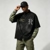 Distressed Wash Rhinestone Embroidered Fake Two-Piece Shirt | Frayed Raw Edge | 100% Cotton | Clothing Manufacturer