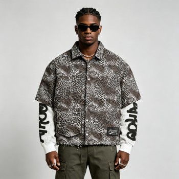 DTG Print and Embroidered Patch Leopard Zebra Shirt | 100% Cotton | Street Daily Wear | OEM Streetwear