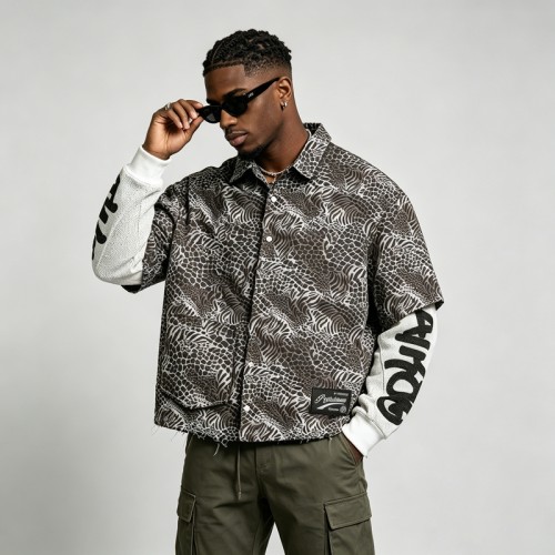 DTG Print and Embroidered Patch Leopard Zebra Shirt | 100% Cotton | Street Daily Wear | OEM Streetwear