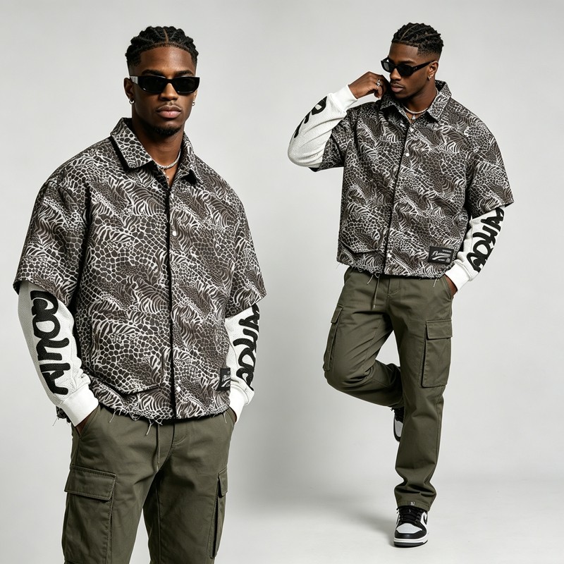 DTG Print and Embroidered Patch Leopard Zebra Shirt