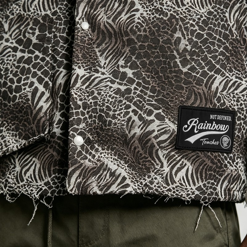 DTG Print and Embroidered Patch Leopard Zebra Shirt