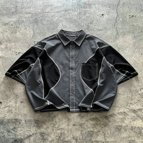Contrast Stitch Short Sleeve Shirt | Color Block | Cotton Twill Fabric | Custom Streetwear Manufacturer