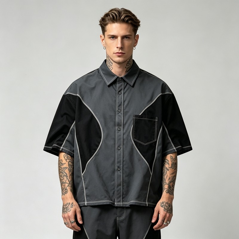 Contrast Stitch Short Sleeve Shirt