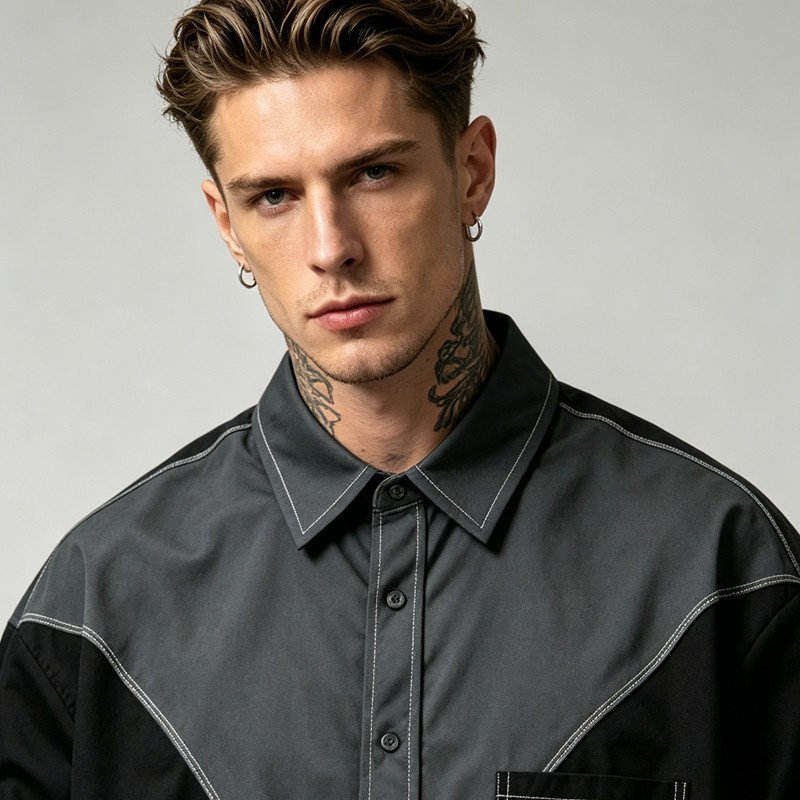 Contrast Stitch Short Sleeve Shirt