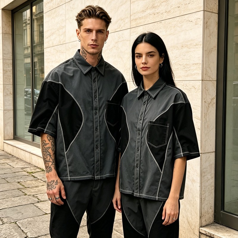 Contrast Stitch Short Sleeve Shirt