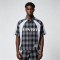 Woven Label Screen Print Raw Edge Shirt | Plaid Stripe | 100% Cotton Button Down | OEM Streetwear