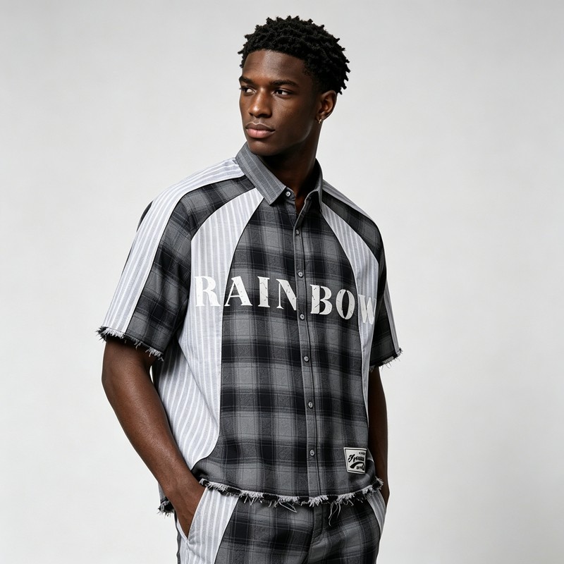 Woven Label Screen Print Raw Edge Shirt