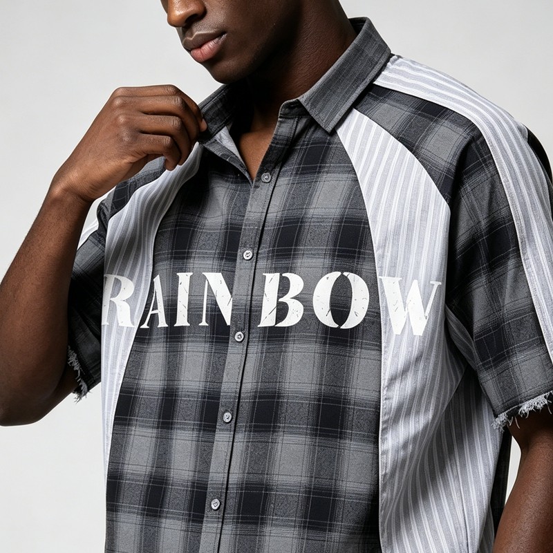 Woven Label Screen Print Raw Edge Shirt