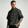 Embroidered Cropped Leopard Zebra Shirt | Distressed Raw Edge Short Sleeve | Clothing Manufacturer