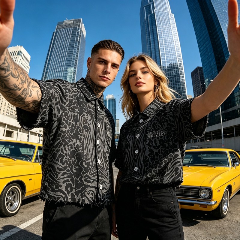 Embroidered Cropped Leopard Zebra Shirt