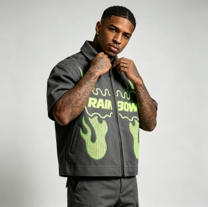 DTG and Screen Print Shirt with Rhinestone | Full Zip Up | Daily Streetwear | Custom Streetwear Manufacturer