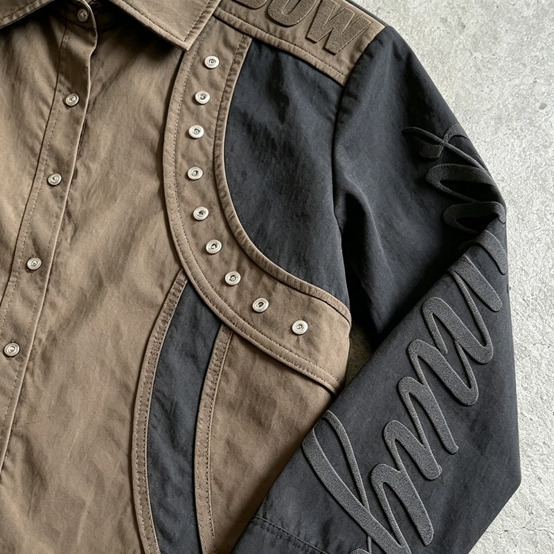 3D Embroidery Button up Crop Shirt