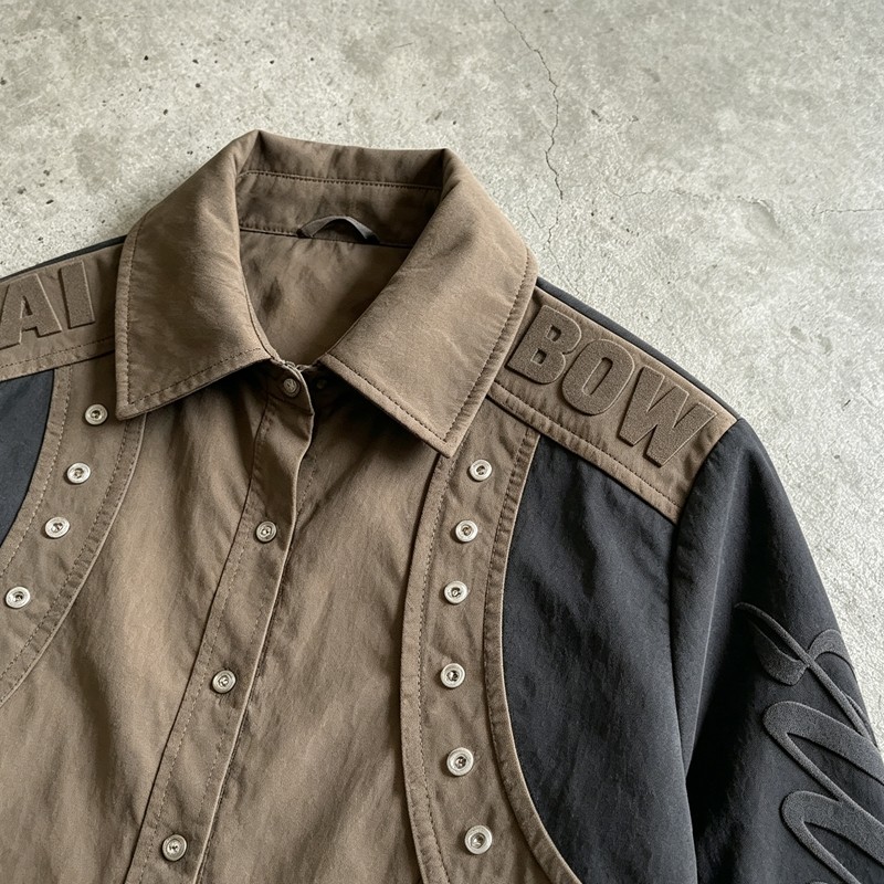 3D Embroidery Button up Crop Shirt