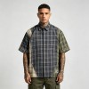 Woven Label Embroidered Plaid Short Sleeve Shirt | Raw Edge | 100% Cotton Plaid Fabric | Custom Streetwear