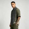 Woven Label Embroidered Plaid Short Sleeve Shirt | Raw Edge | 100% Cotton Plaid Fabric | Custom Streetwear