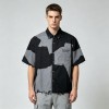 Short Sleeve Raw Edge Screen Print Shirt | Button Down Collar | 100% Cotton Two Chest Pockets | OEM Streetwear