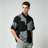 Short Sleeve Raw Edge Screen Print Shirt | Button Down Collar | 100% Cotton Two Chest Pockets | OEM Streetwear