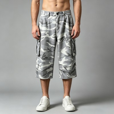 Camouflage Cargo Capri Pants with Pockets | Daily Street Casual Wear Loose Fit Elastic Waist | Custom Streetwear