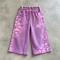 Purple Pink Leopard DTG Print Washed Capri Pants | Elastic Drawstring Waist | Casual Daily Streetwear | Custom Streetwear