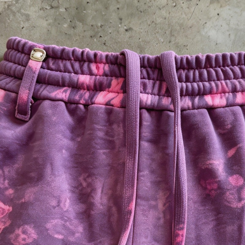 Purple Pink Leopard DTG Print Washed Capri Pants