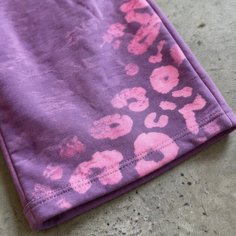 Purple Pink Leopard DTG Print Washed Capri Pants