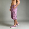 Purple Pink Leopard DTG Print Washed Capri Pants | Elastic Drawstring Waist | Casual Daily Streetwear | Custom Streetwear