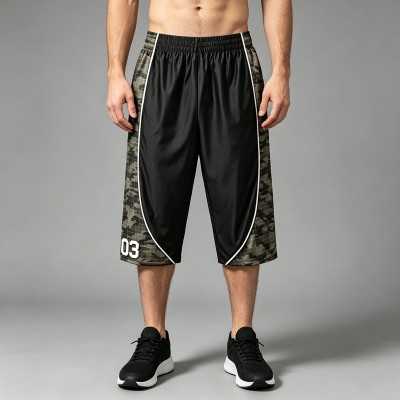Men's Camouflage Applique Capri Pants | Resistant Elastic Waist Drawstring | Clothing Manufacturer