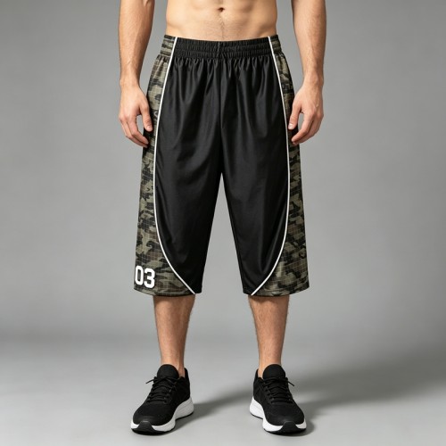 Men's Camouflage Applique Capri Pants | Resistant Elastic Waist Drawstring | Clothing Manufacturer