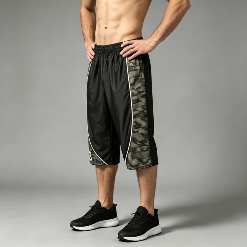 Men's Camouflage Applique Capri Pants | Resistant Elastic Waist Drawstring | Clothing Manufacturer