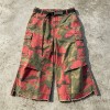 Red Camo Raw Edge Cargo Cropped Pants | Multi-Pocket Elastic Waist | Daily Street Hip Hop Outfit | Streetwear Manufacturer