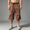Red Camo Raw Edge Cargo Cropped Pants |  Multi-Pocket Elastic Waist | Daily Street Hip Hop Outfit |  Streetwear Manufacturer