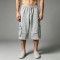 Patchwork Denim Pocket Splash Ink Raw Edge Capri Pants | Cotton Blend Elastic Waist | OEM Streetwear