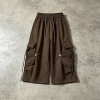 Drawstring Strap Multi Cargo Pocket Brown Capri Pants | Adjustable Strap,Button Closure | OEM Streetwear