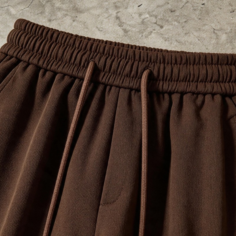 Drawstring Strap Multi Cargo Pocket Brown Capri Pants