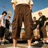 Drawstring Strap Multi Cargo Pocket Brown Capri Pants | Adjustable Strap,Button Closure | OEM Streetwear