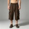 Drawstring Strap Multi Cargo Pocket Brown Capri Pants | Adjustable Strap,Button Closure | OEM Streetwear